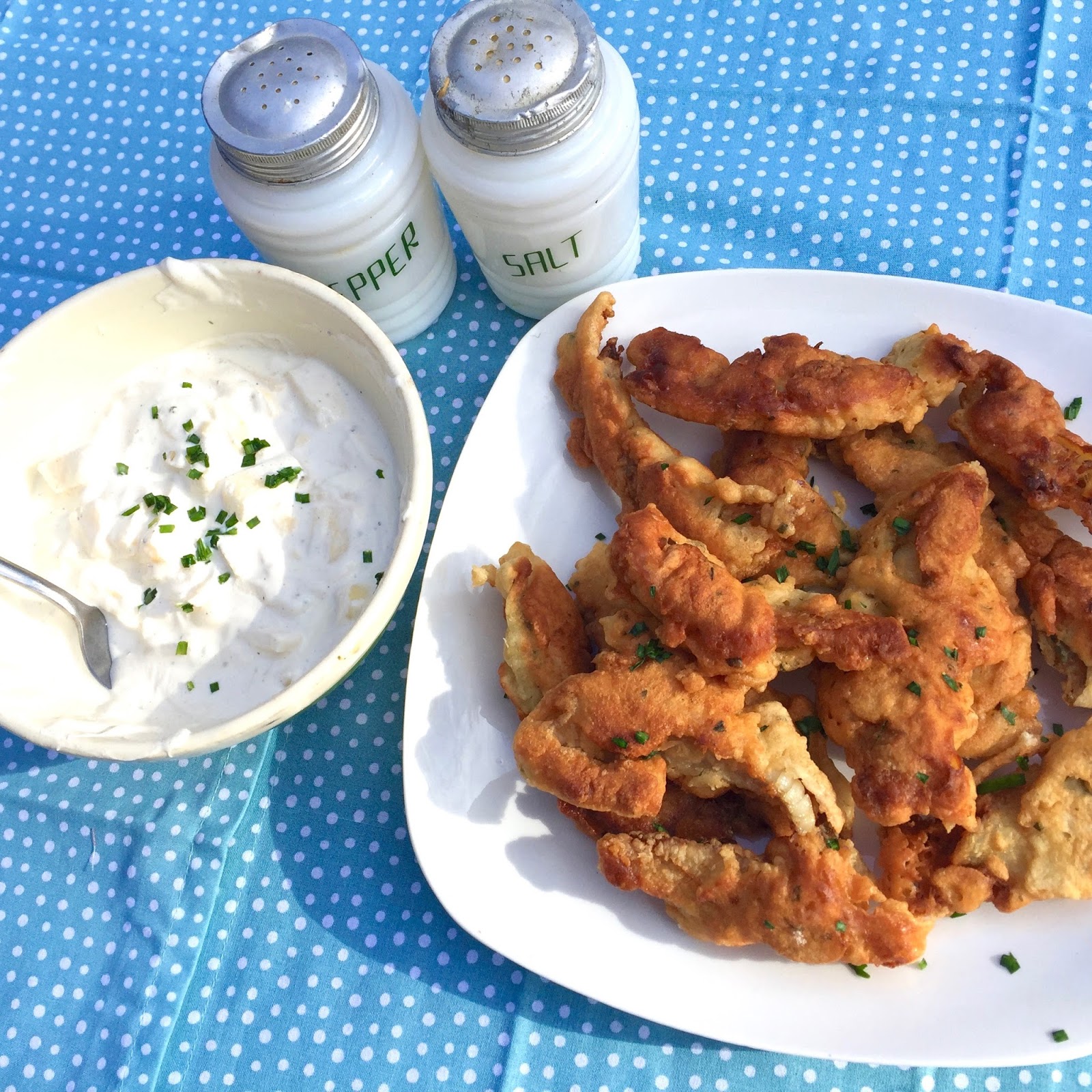 Beer Batter Fried Fish Fingers with Apple Mustard Cream Diary of a