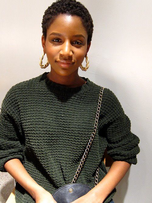 Why You Should Try a TWA with Big Hoops my fair hair