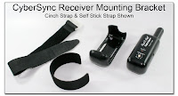 PJ1097: CyberSync Receiver Mounting Bracket - Shown with Cinch Strap and Self Stick Strap