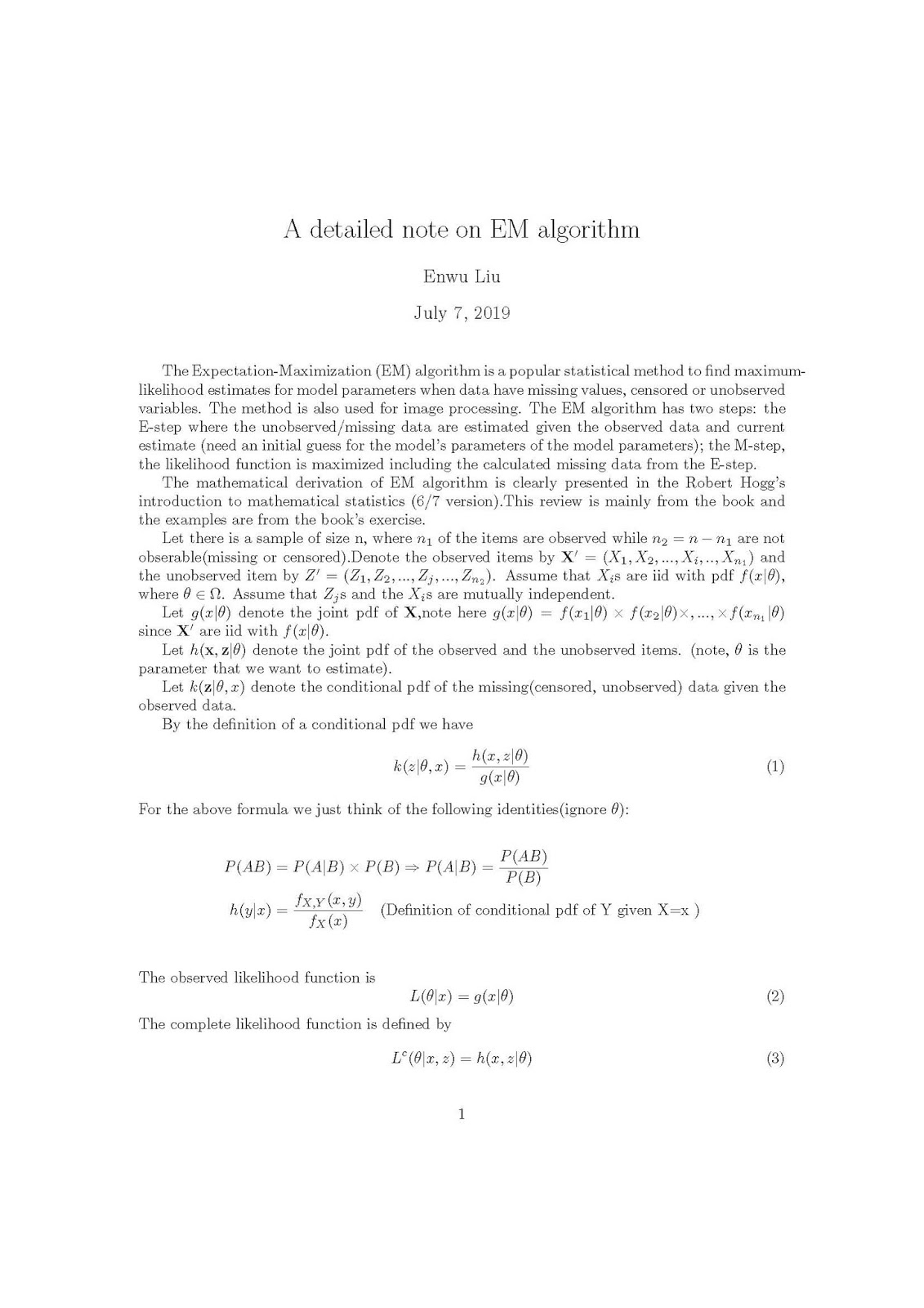 Integral, Measure and Martingale A review on EM algorithm