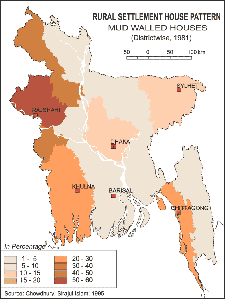 Rural Settlement House Pattern (Mud Walled Houses (1981)) of Bangladesh