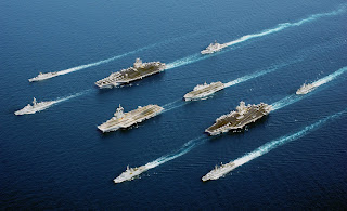 A joint naval exercise of aircraft carrier
