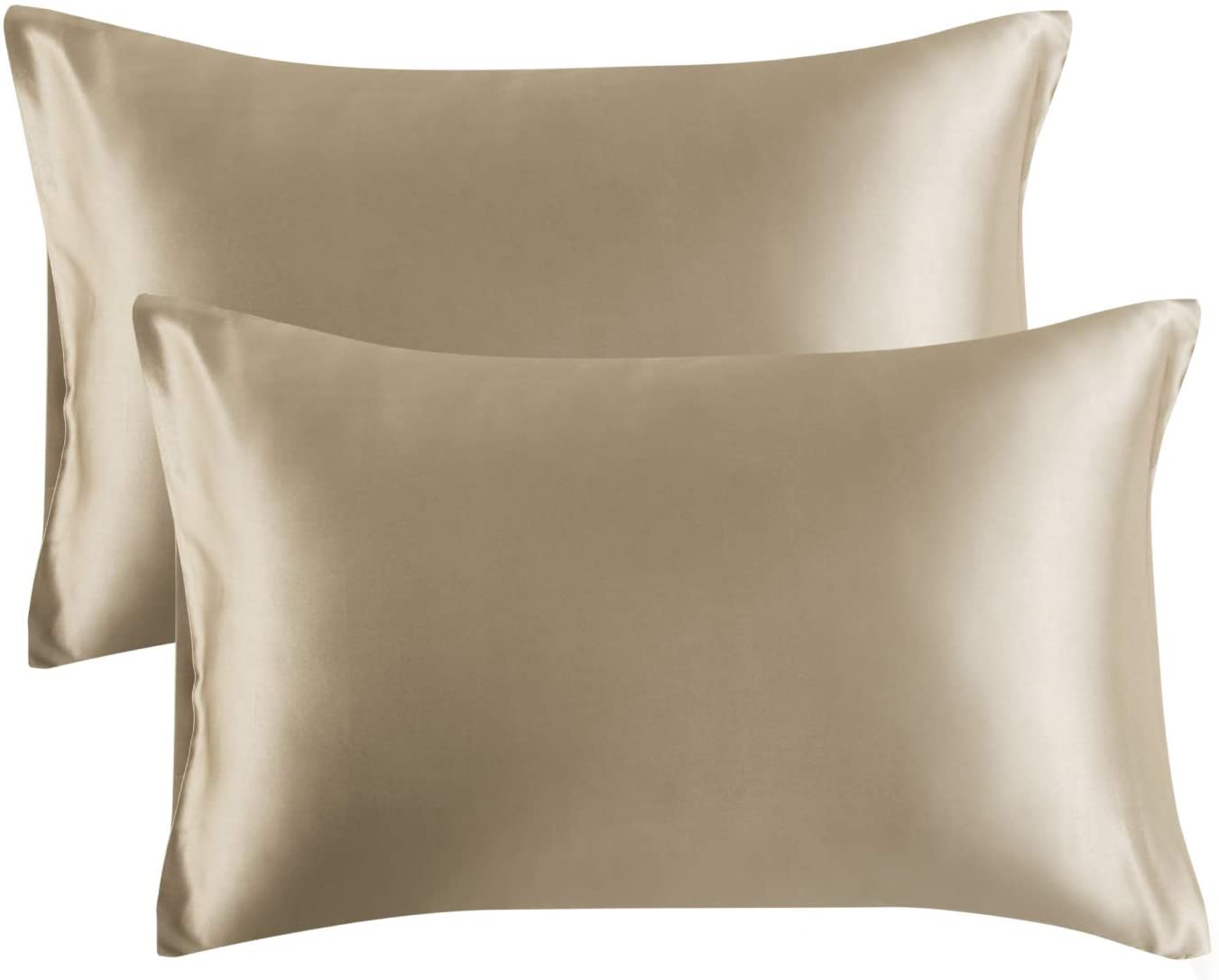 Bedsure Satin Pillowcase for Hair and Skin Queen Taupe Silk