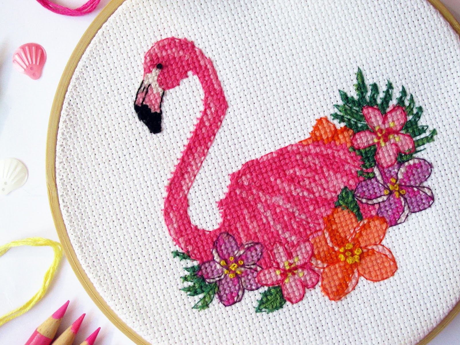 Hobbycraft Flamingo Cross Stitch Hoop Kit