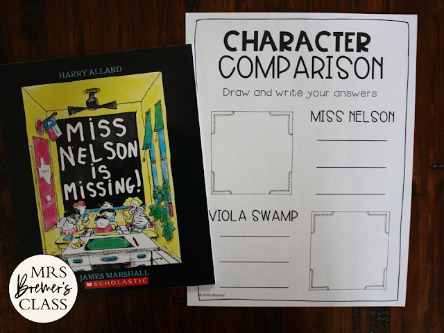 Miss Nelson is Missing book study activities unit with Common Core aligned literacy companion activities for Kindergarten First Grade Second Grade