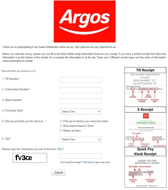 argos customer survey