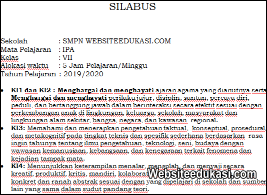 Silabus Ipa Kelas 7 Kurikulum 2013 Revisi 2019 Websiteedukasi Com