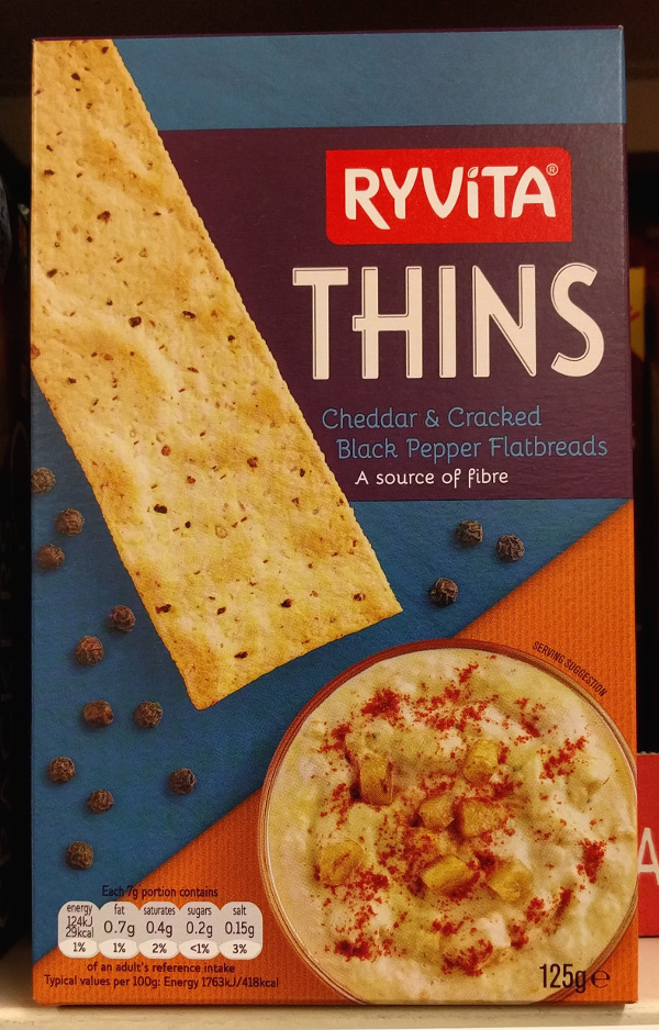 Ryvita Thins Cheddar & Cracked Black Pepper Flatbread