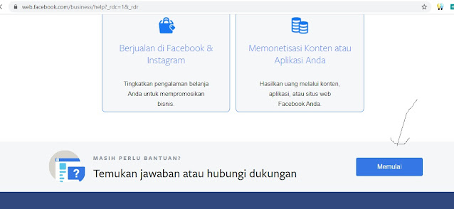 membuka halaman support center facebook