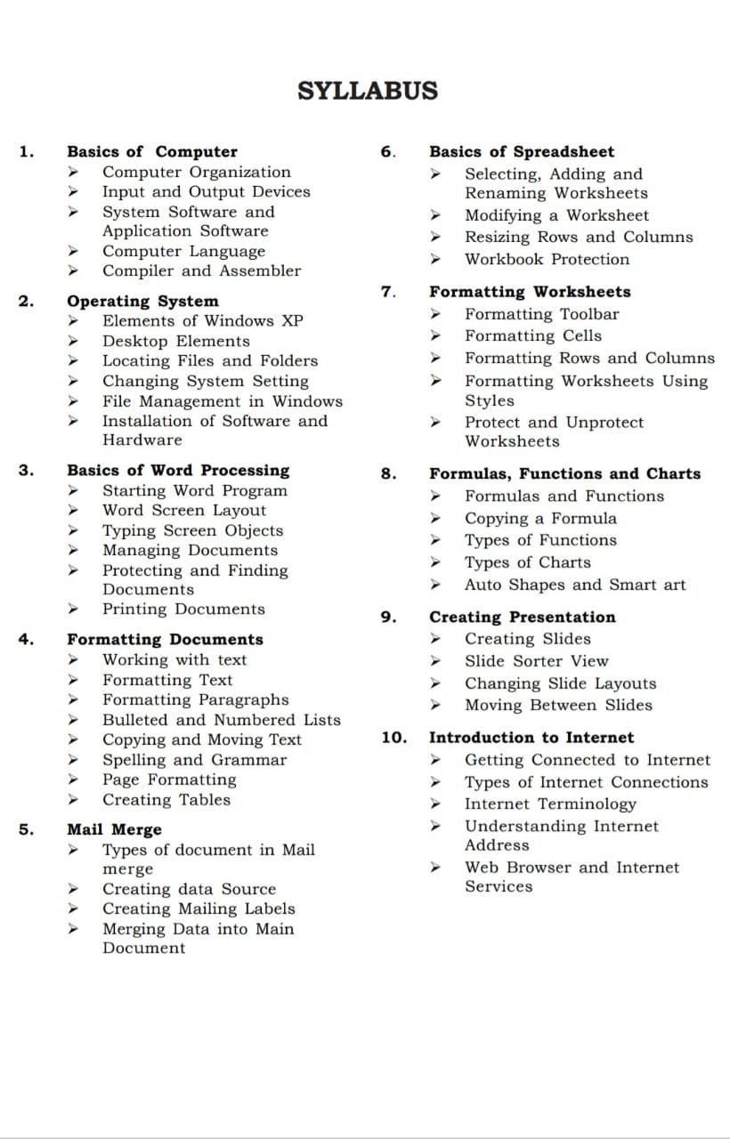 Beltron DEO Syllabus Beltron Data Entry Operator Syllabus