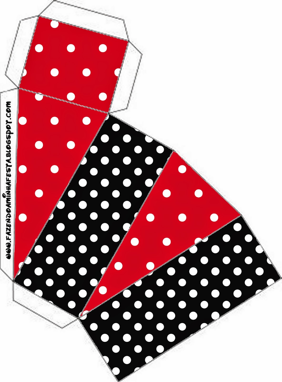 Rojo, Negro y Lunares Blancos: Cajas para Imprimir Gratis. Esta es para hacer la tarta de cajas.