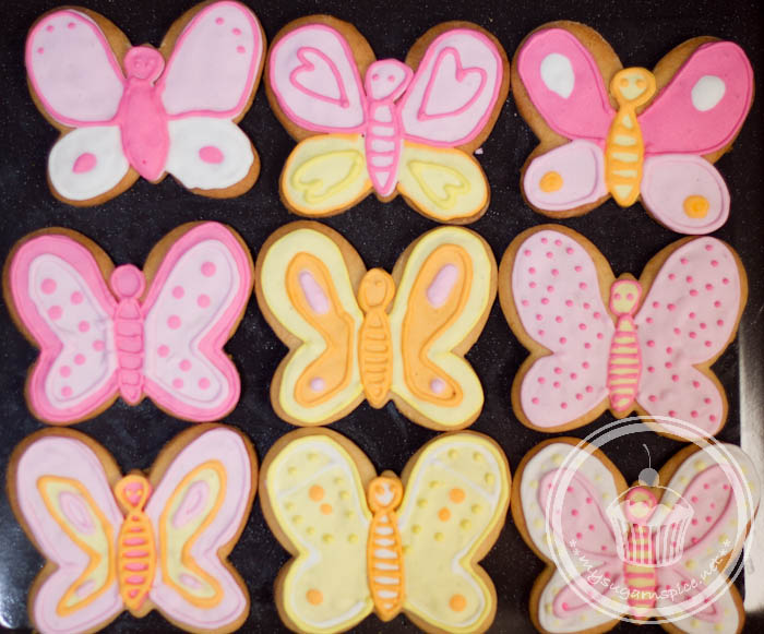 Decorated butterfly biscuits