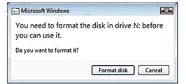 You need to format the disk in drive # | before you can use it. Fix