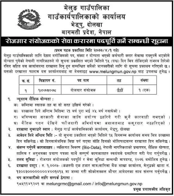 Melung Gaupalika Vacancy