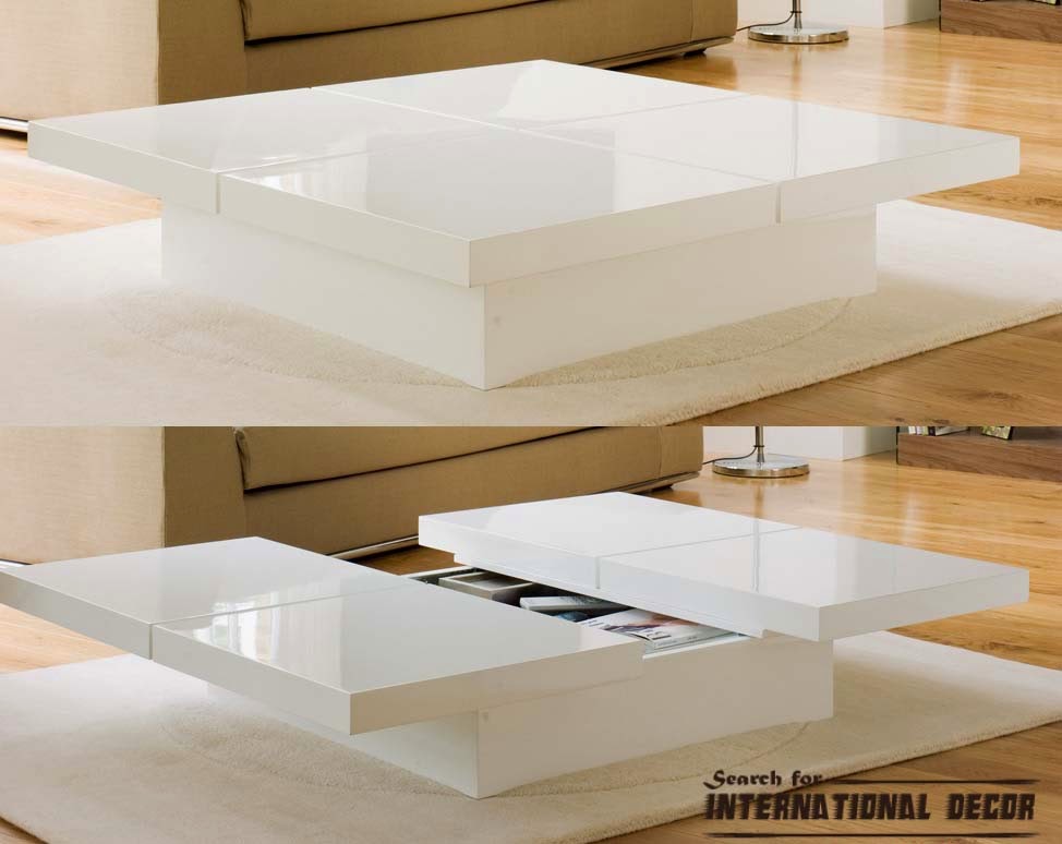 storage coffee table, modern white coffee table