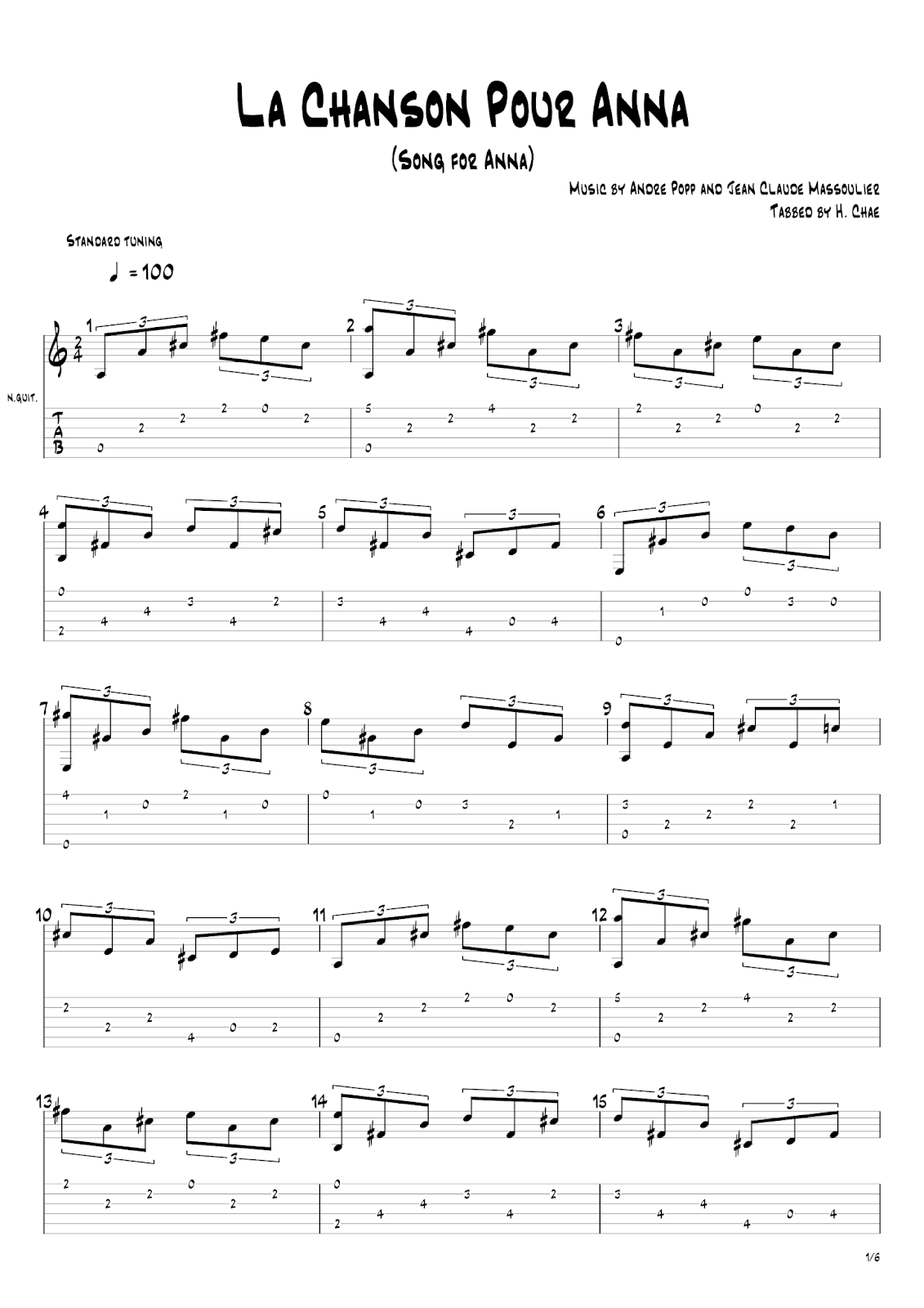 Romantic Guitarist La Chanson Pour Anna(안나를 위한 노래)