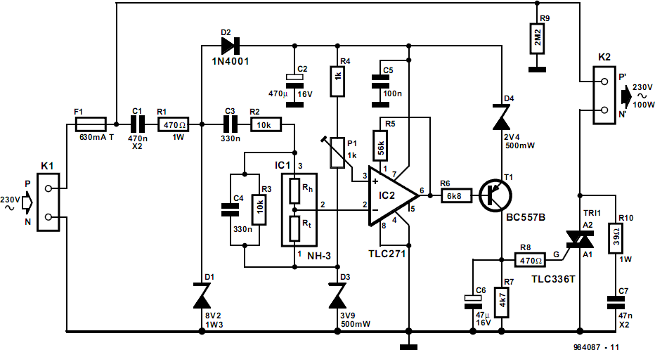 NTE Electronics Circuit: Automatic Air Humidifier