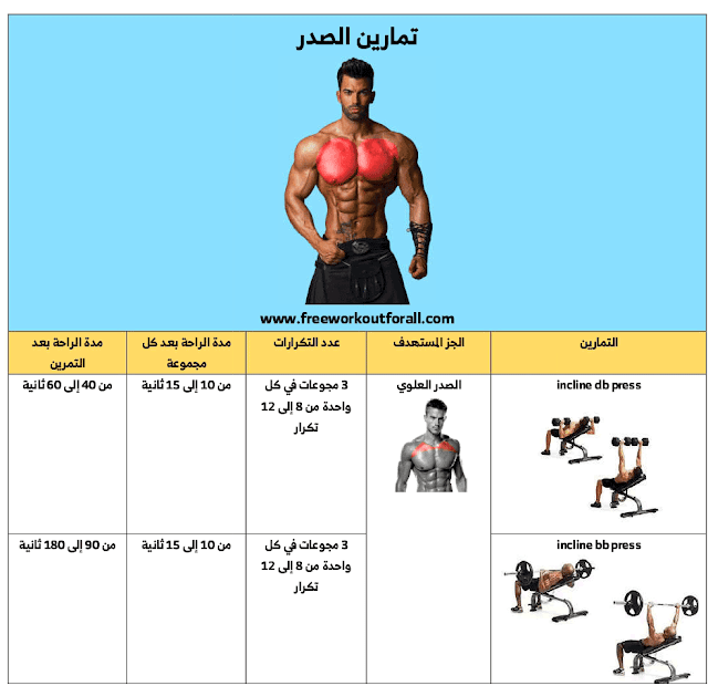 افضل تمرين للصدر العلوي