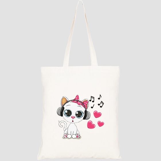 TÚI VẢI TOTE CANVAS IN HÌNH CUTE CARTOON COW HEADPHONES HT512 – HTFASHION