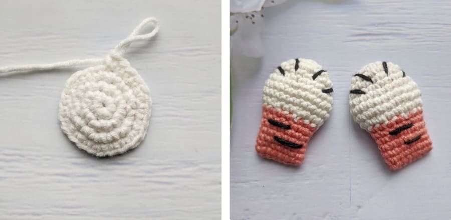Crochet Valentine tiger tutorial: arms and muzzle Crochet Valentine tiger tutorial