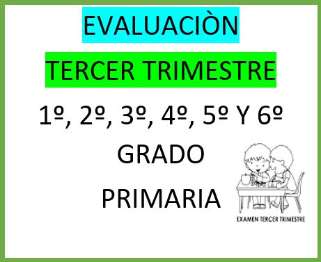 EXAMEN TERCER TRIMESTRE DE 1°, 2°, 3°, 4°, 5°, 6° PRIMARIA