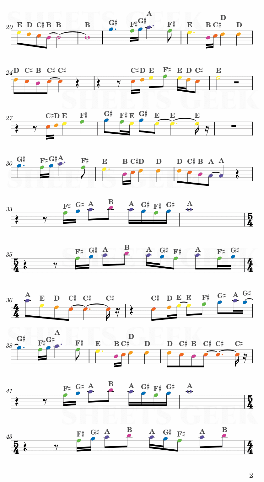 Chiquitita - ABBA Easy Sheet Music Free for piano, keyboard, flute, violin, sax, cello page 2