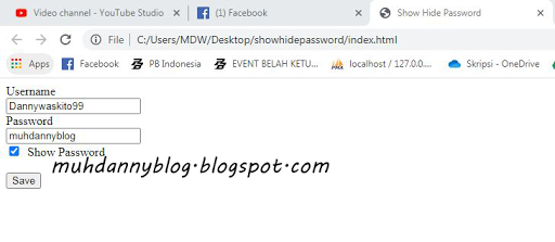 Show hide channel. Hide show password.