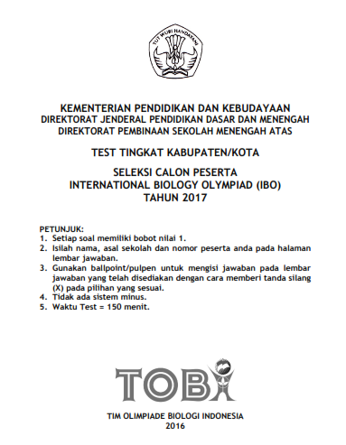 Soal Osn Biologi Tingkat Kabupaten Kota Tahun 2016 Juara Pendidikan