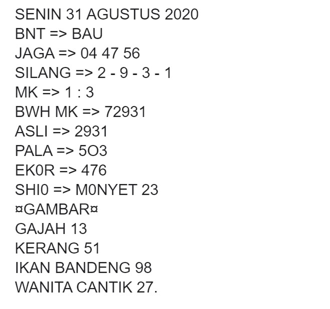 Prediksi Syair Sgp 31 Agustus 2020 Keraton4d