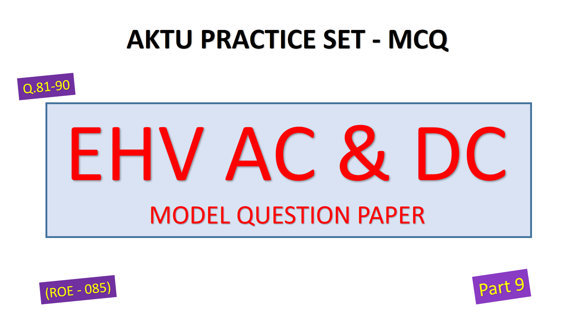 EHV AC & DC TRANSMISSION MCQ Unit 1 Math Traders