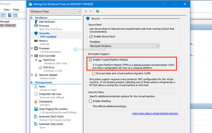 Cómo habilitar TPM en Hyper-V para instalar Windows 11
