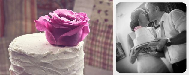 Tarta nupcial blanca con flores frescas