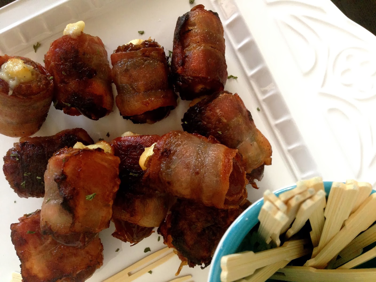 Stuffed Medjool Dates w/ Manchego Cheese & Bacon Wrapped