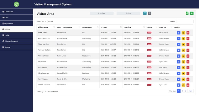 Free Source Code In Php Mysql Company Visitor Management System Project ...