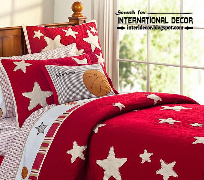 color combinations with red color in the interior, red linens for kids bedroom