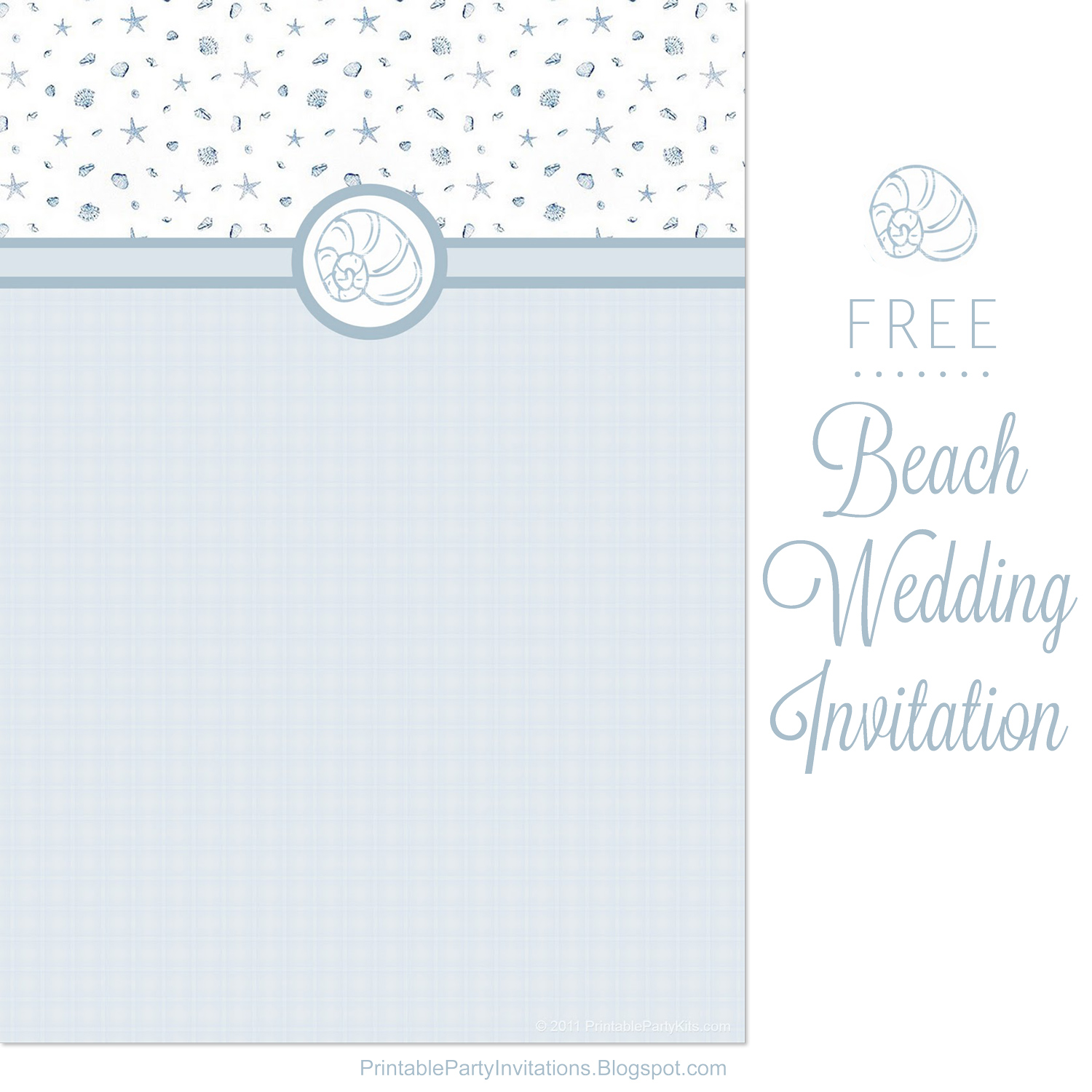 Blue Seas Beach Wedding Invitations Free Printable Party Invitations
