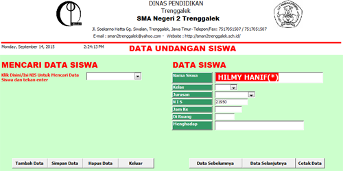 Tampilan data Undangan Siswa Tampilan data Undangan Siswa