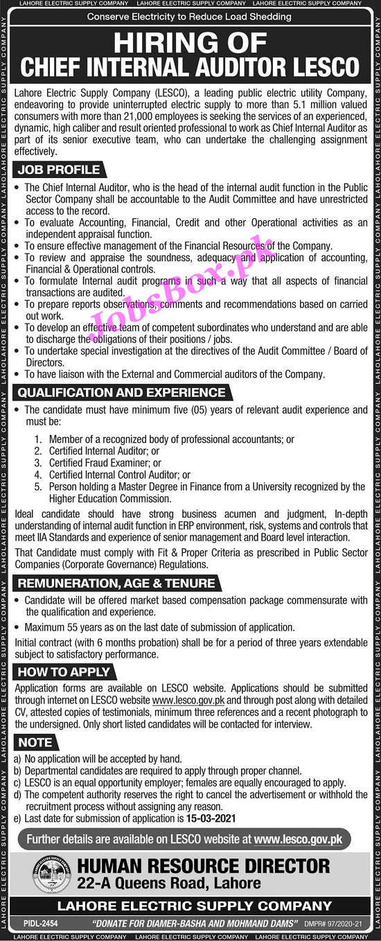 Lahore Electric Supply Company LESCO Jobs 2021