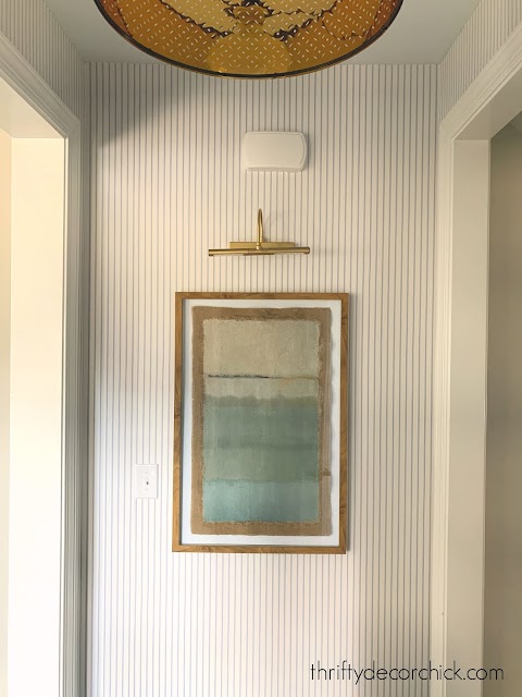 Blue white pinstripe wallpaper
