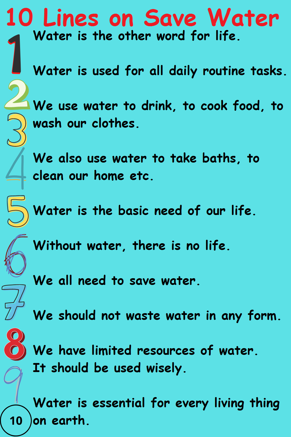 essay on save water 10 lines