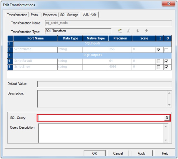 d) Click on Open Browserand select: Script Name from Parameter Binding.