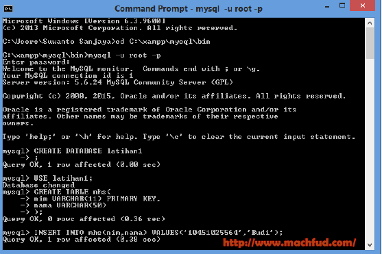 Cara Membuat Database Menggunakan Command Prompt - Machfud Blog