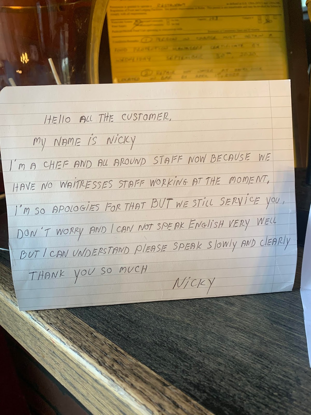Wholesome message from a local Thai Restaurant in Hendersonville, NC