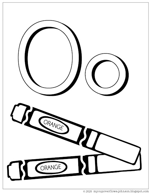 O is for orange markers coloring page