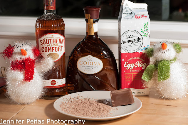 white christmas, christmas cocktail, eggnog, Godiva white chocolate liqueur, southern comfort