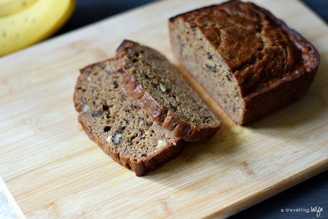 Extremely Moist Banana Nut Bread | www.atravelingwife.com