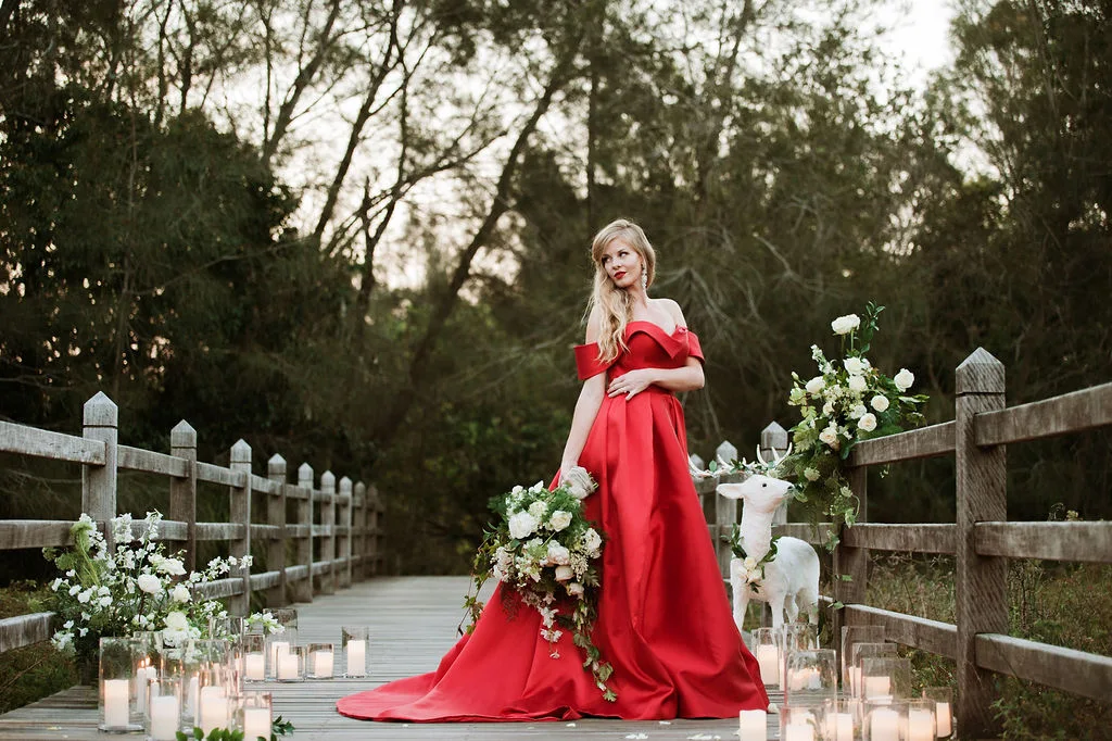 terri hanlon photography red wedding gown christmas shoot sunshine coast brisbane unique wedding dress