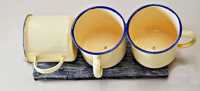 yellow enamelware mugs