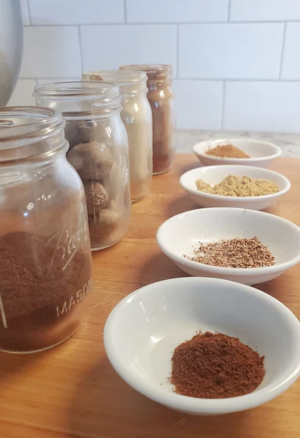 row of spice jars