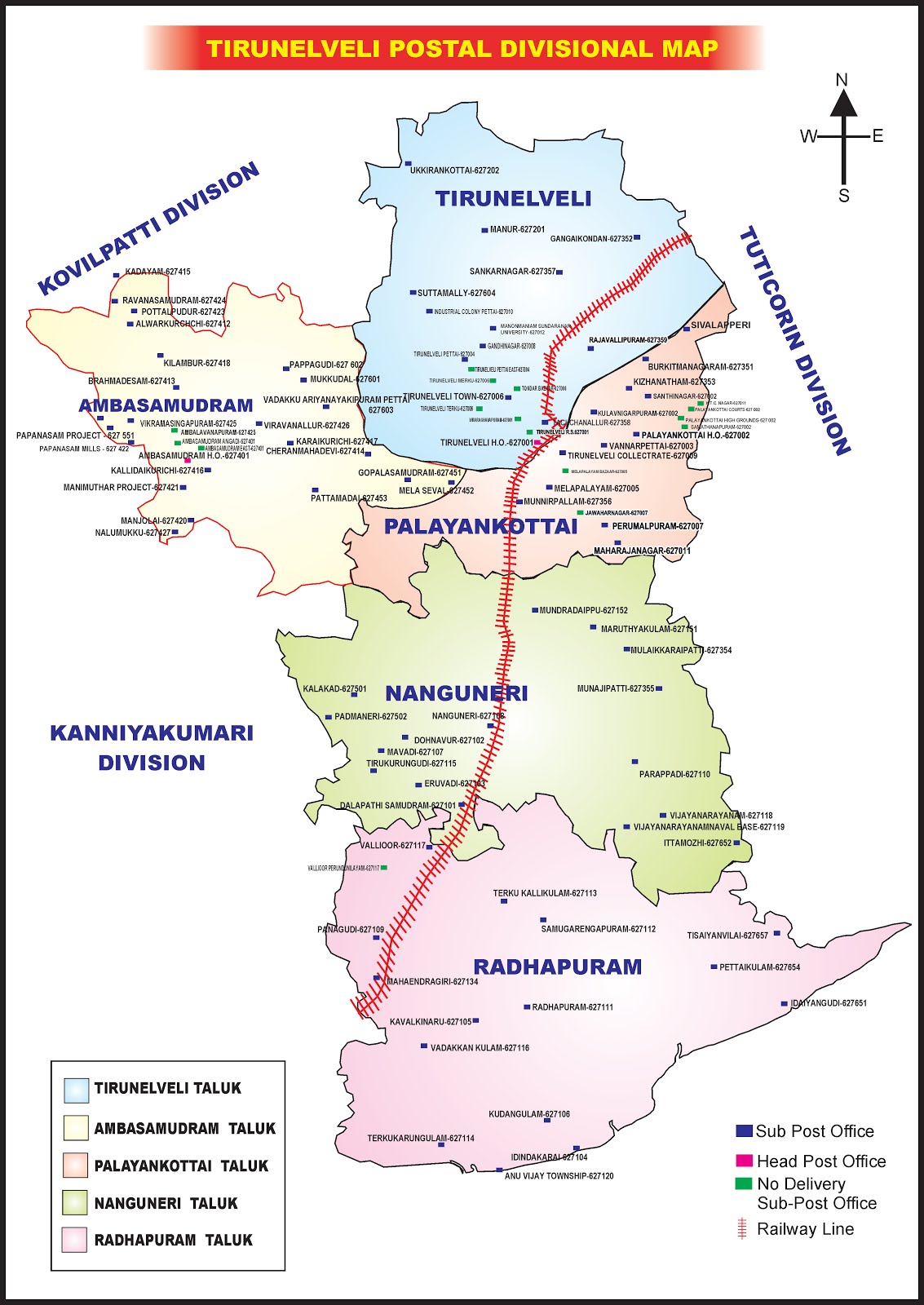 Tirunelveli Postal Division Map